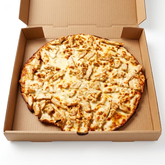 Chicken Alfredo Specialty Pizza.